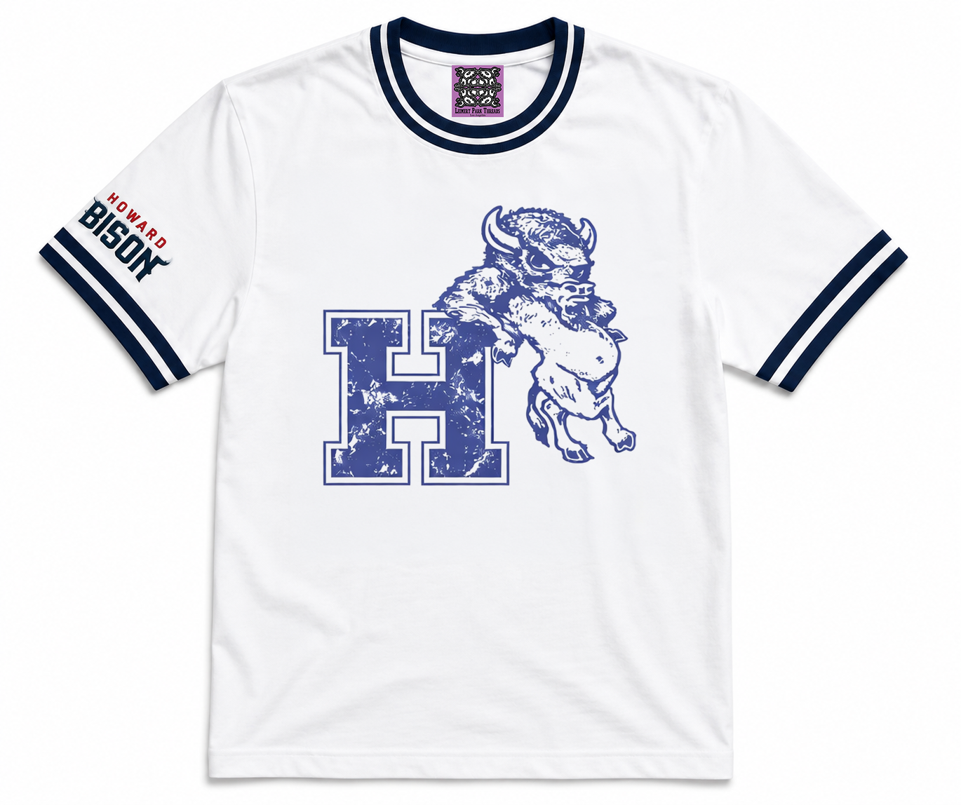 Howard University Vintage Bison Blue Ringer Tee *Preorder*